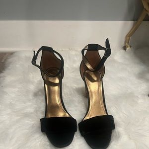 Marc Fisher glitter block heels ,velvet black ankle strap.